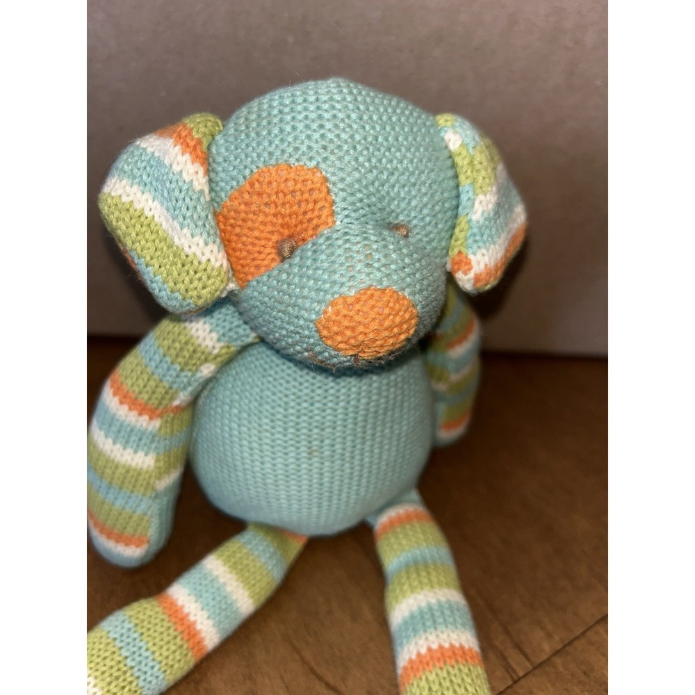 Maison Chic Handmade 12" Knit Stuffed Dog Plush Medium Size Vintage Stripes - Picture 3 of 9
